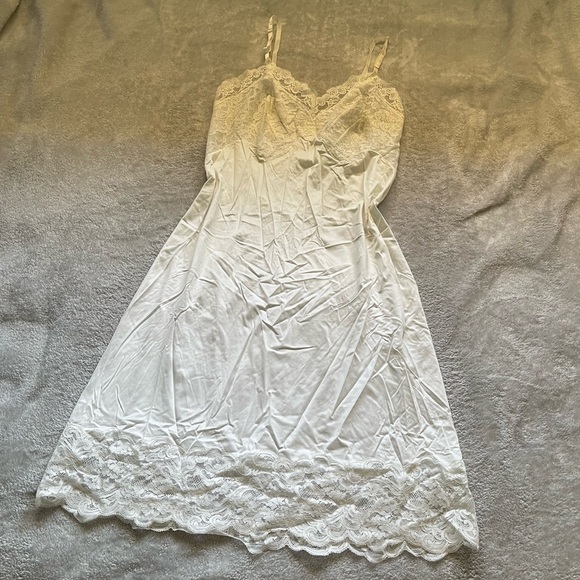 Vintage 60s Vanity Fair White Silky Nylon Slip Dress - Picture 1 of 10